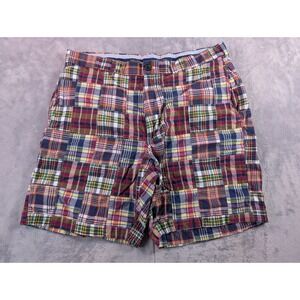 Brooks Brothers Mens Patchwork Madras Plaid Shorts Multi Color Cotton Size 38